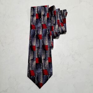Balmain Paris 100% Silk Desiger Tie Heather Gray Burgundy Red NWOT Pierre France